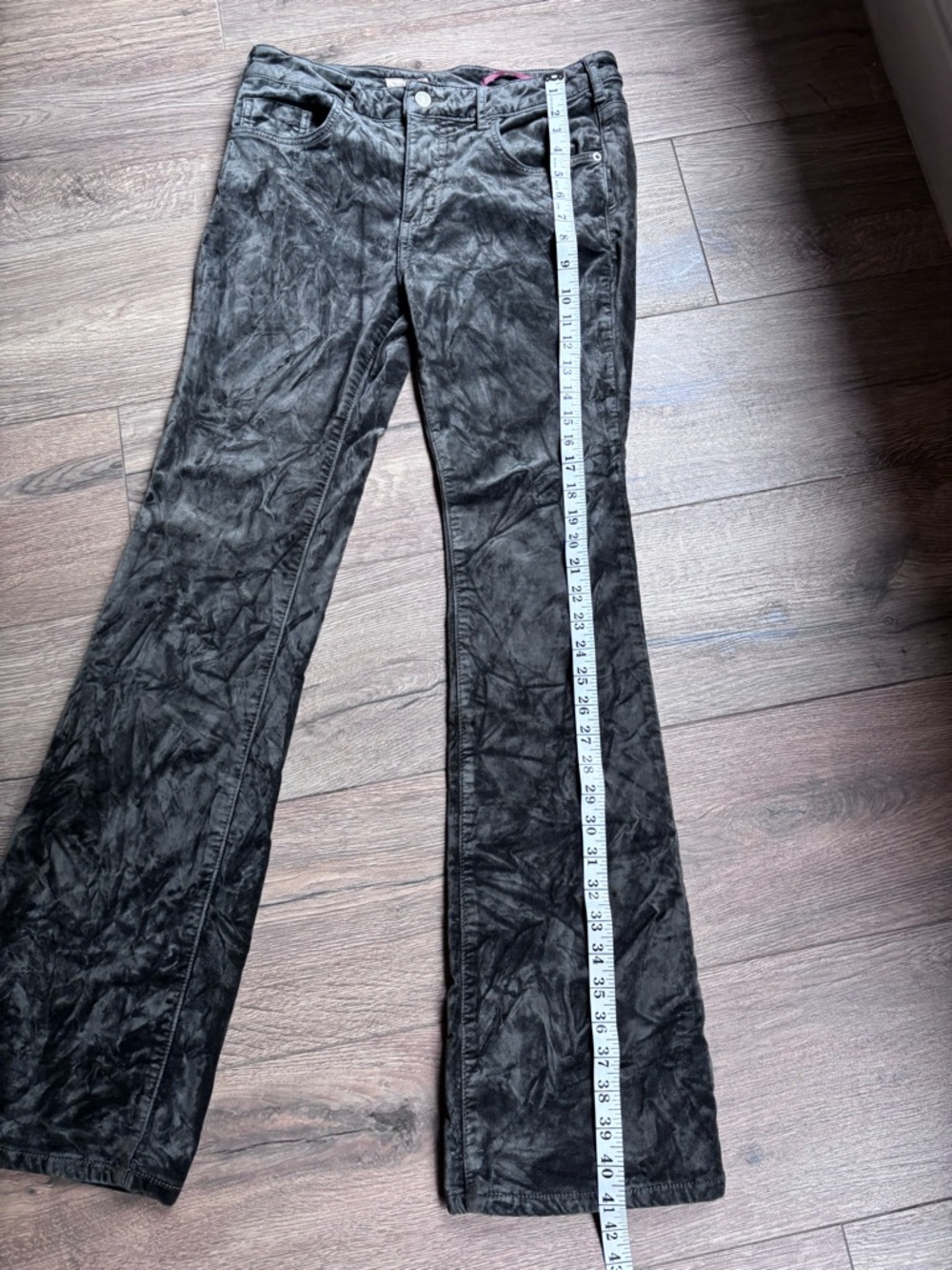 Pilcro Velvet Demi Lune Bootcut Pants Size 29 Green Gray Stretch Anthropologie - Picture 10 of 16